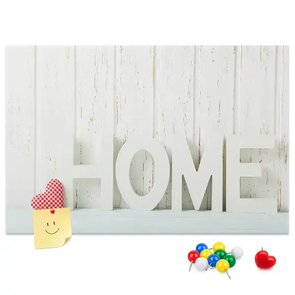Tablă de plută cu design tipografic Home pentru peretele sufrageriei