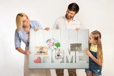 Tablă de plută cu design tipografic Home pentru peretele sufrageriei