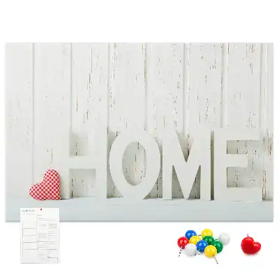 Tablă de plută cu design tipografic Home pentru peretele sufrageriei