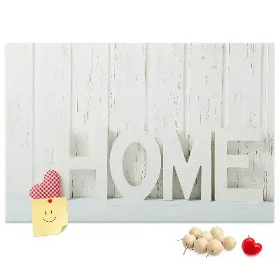 Tablă de plută cu design tipografic Home pentru peretele sufrageriei