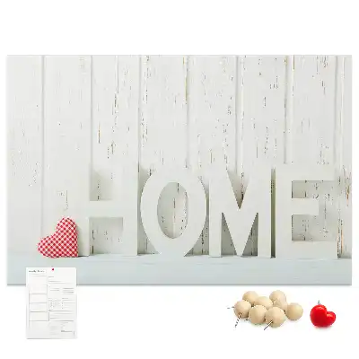 Tablă de plută cu design tipografic Home pentru peretele sufrageriei