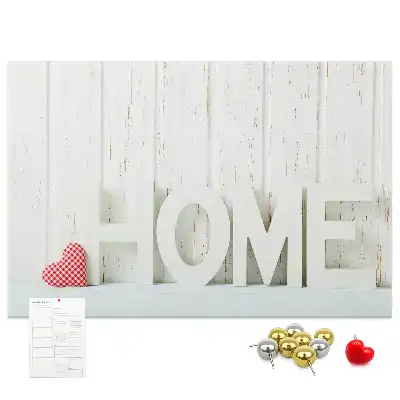 Tablă de plută cu design tipografic Home pentru peretele sufrageriei