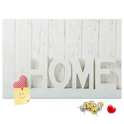 Tablă de plută cu design tipografic Home pentru peretele sufrageriei