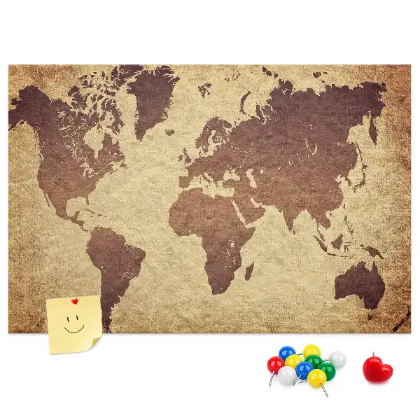 Tablou din plută cu hartă a lumii în stil cartografic vechi