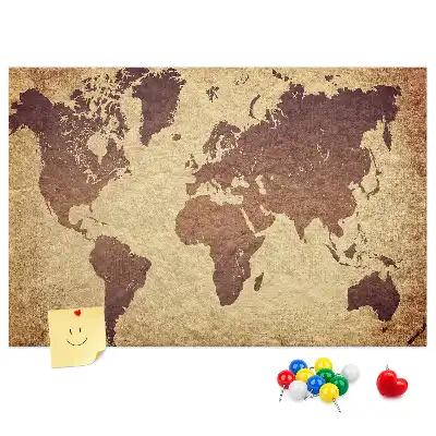 Tablou din plută cu hartă a lumii în stil cartografic vechi