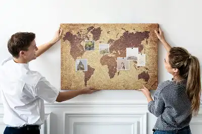 Tablou din plută cu hartă a lumii în stil cartografic vechi
