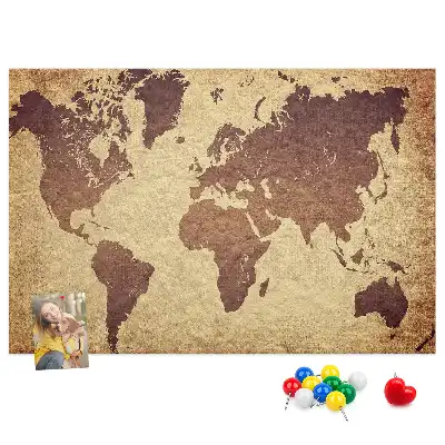 Tablou din plută cu hartă a lumii în stil cartografic vechi