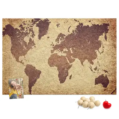Tablou din plută cu hartă a lumii în stil cartografic vechi