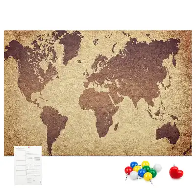 Tablou din plută cu hartă a lumii în stil cartografic vechi