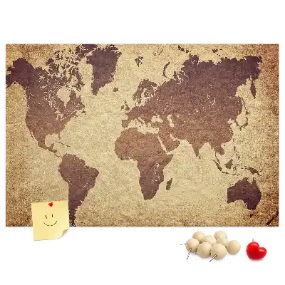 Tablou din plută cu hartă a lumii în stil cartografic vechi