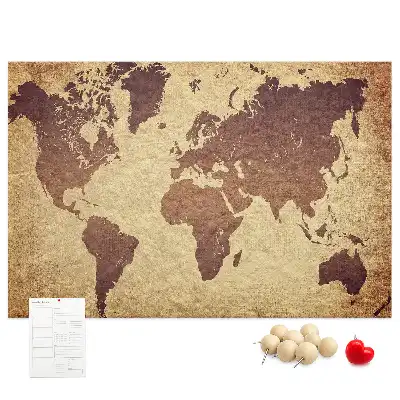Tablou din plută cu hartă a lumii în stil cartografic vechi