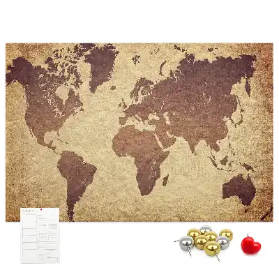 Tablou din plută cu hartă a lumii în stil cartografic vechi