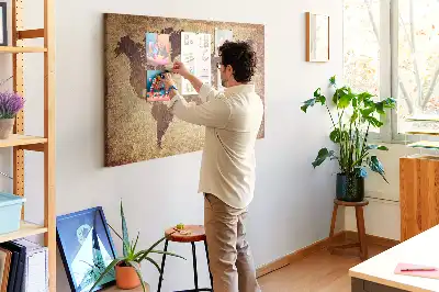 Tablou din plută cu hartă a lumii în stil cartografic vechi