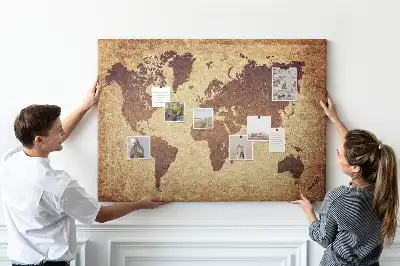 Tablou din plută cu hartă a lumii în stil cartografic vechi