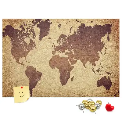 Tablou din plută cu hartă a lumii în stil cartografic vechi