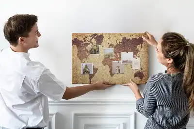 Tablou din plută cu hartă a lumii în stil cartografic vechi