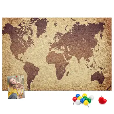 Tablou din plută cu hartă a lumii în stil cartografic vechi
