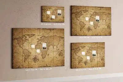 Hartă a lumii din plută cu aspect vintage