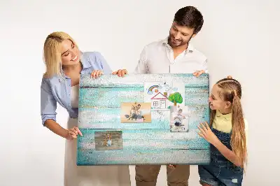Panou din plută cu model de scânduri albastre