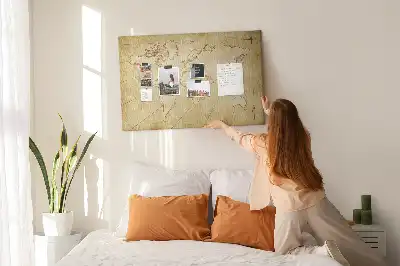 Hartă a lumii din plută cu aspect învechit pentru perete