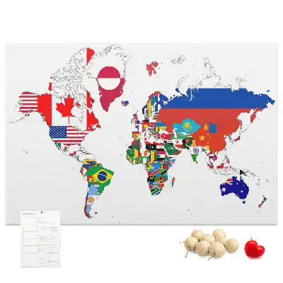 Hartă din plută cu steaguri naționale