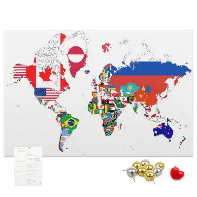 Hartă din plută cu steaguri naționale