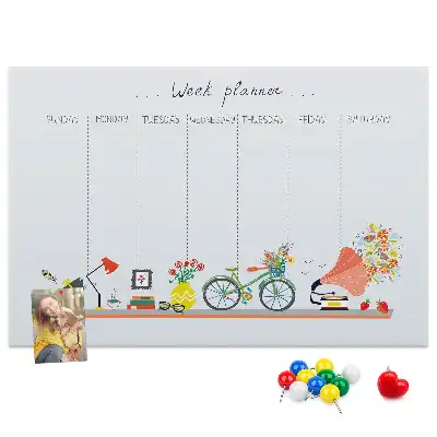 Tablă de plută tip calendar săptămânal pentru perete