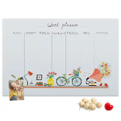 Tablă de plută tip calendar săptămânal pentru perete