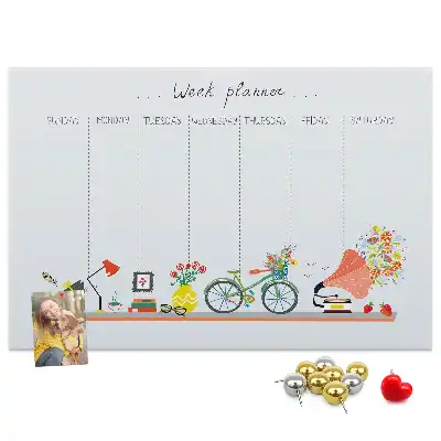 Tablă de plută tip calendar săptămânal pentru perete