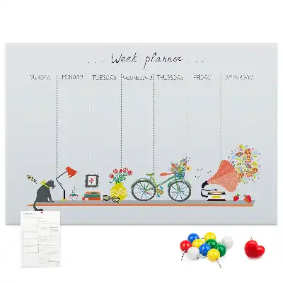 Tablă de plută tip calendar săptămânal pentru perete
