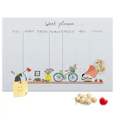 Tablă de plută tip calendar săptămânal pentru perete