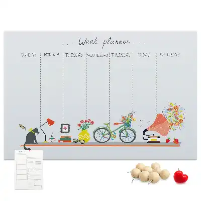 Tablă de plută tip calendar săptămânal pentru perete