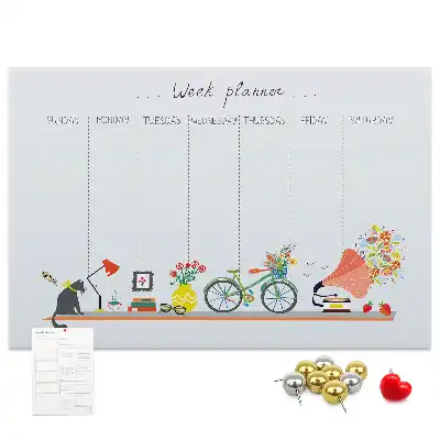 Tablă de plută tip calendar săptămânal pentru perete