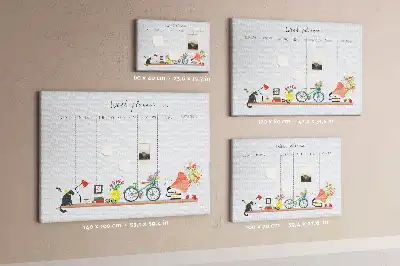 Tablă de plută tip calendar săptămânal pentru perete