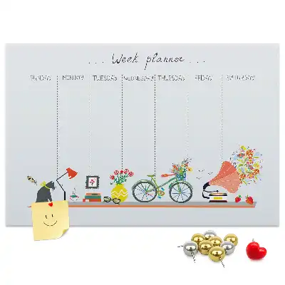 Tablă de plută tip calendar săptămânal pentru perete