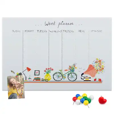 Tablă de plută tip calendar săptămânal pentru perete