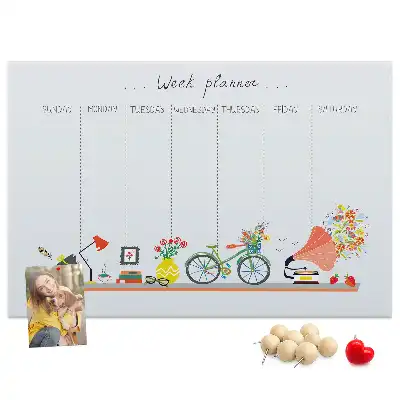 Tablă de plută tip calendar săptămânal pentru perete