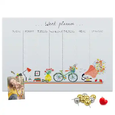 Tablă de plută tip calendar săptămânal pentru perete
