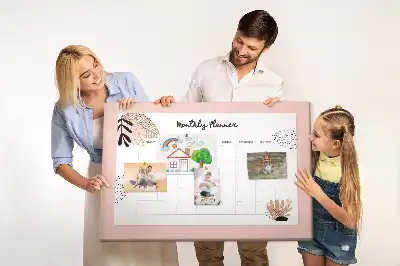 Tablă de plută cu planificator lunar și model cu flori