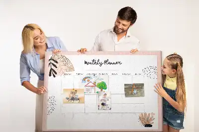 Tablă de plută cu planificator lunar și model cu flori
