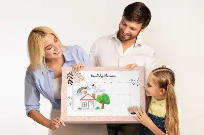 Tablă de plută cu planificator lunar și model cu flori