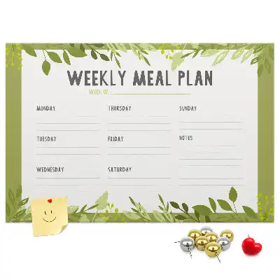 Panou de plută pentru programul săptămânal de mese