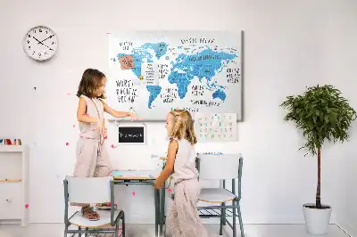 Hartă a lumii din plută cu design albastru