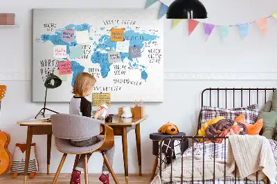 Hartă a lumii din plută cu design albastru