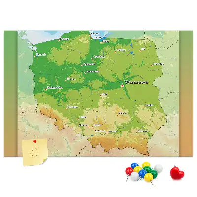 Hartă fizică a Poloniei din plută