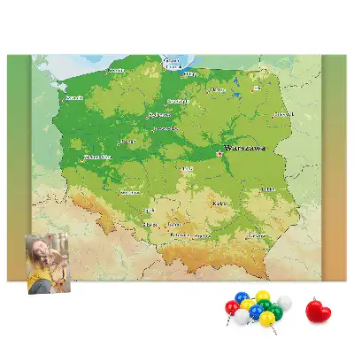 Hartă fizică a Poloniei din plută