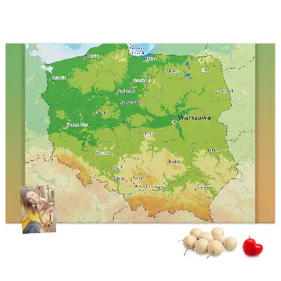 Hartă fizică a Poloniei din plută