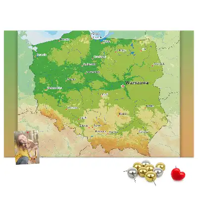 Hartă fizică a Poloniei din plută