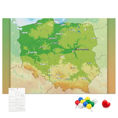 Hartă fizică a Poloniei din plută