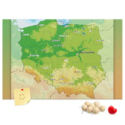 Hartă fizică a Poloniei din plută